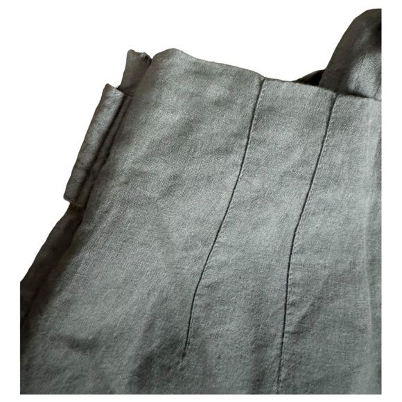 Zara Linen Tie Front Wide Leg Crop Pants Green Size XS - Picture 7 of 8